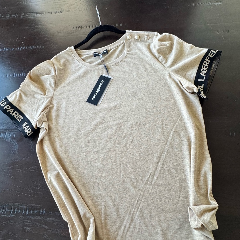 Karl Lagerfeld Tan Top with Black Details